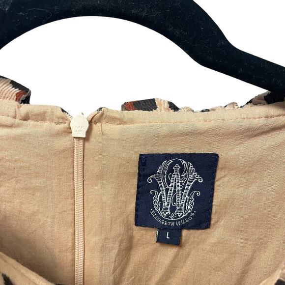 Elizabeth Wilson Ruff Neck Flare Sleeve Corduroy Leopard Print Top Womens Large - Picture 4 of 6